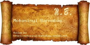 Mokosinyi Barnabás névjegykártya